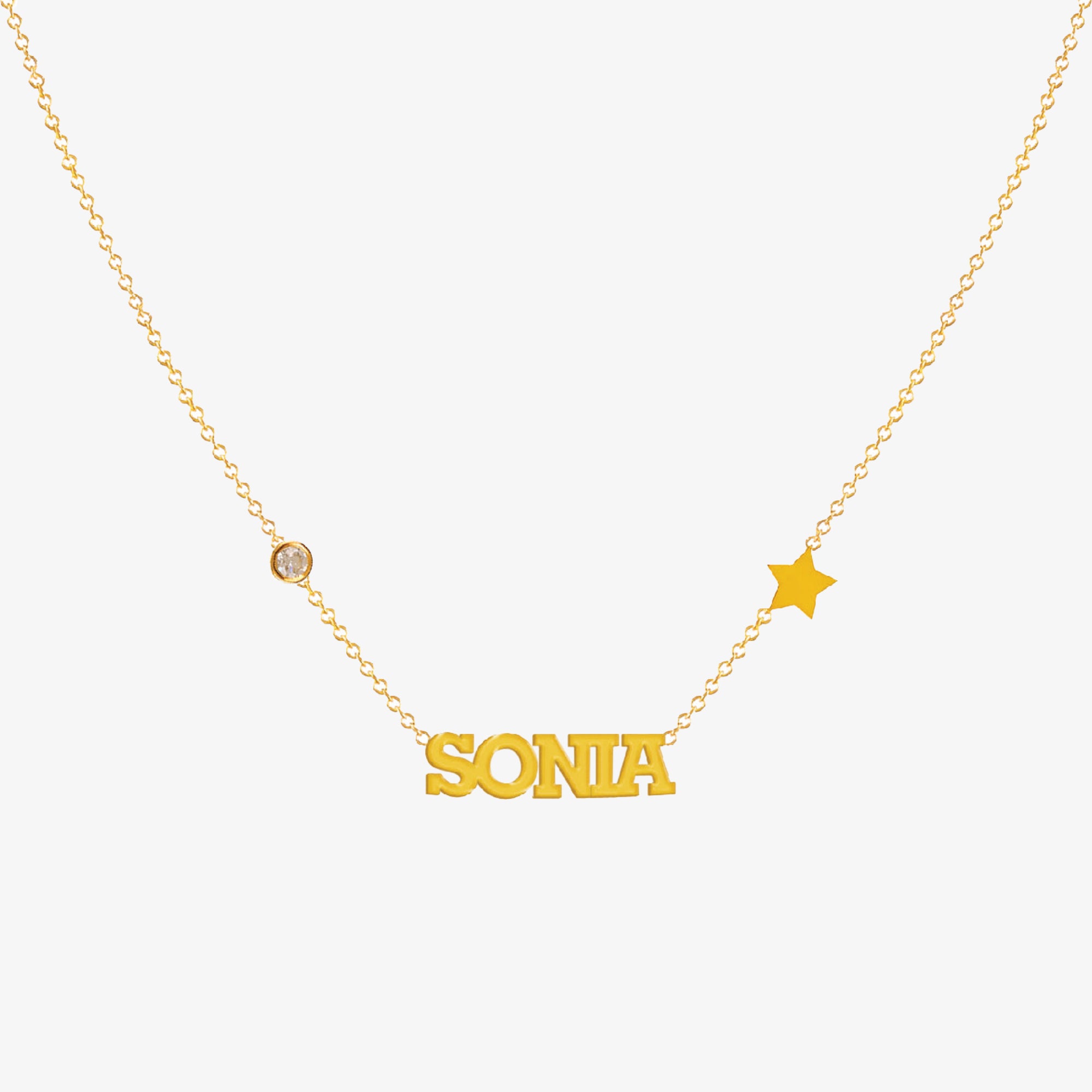 Collar De Nombre Con Piedra Y Figura