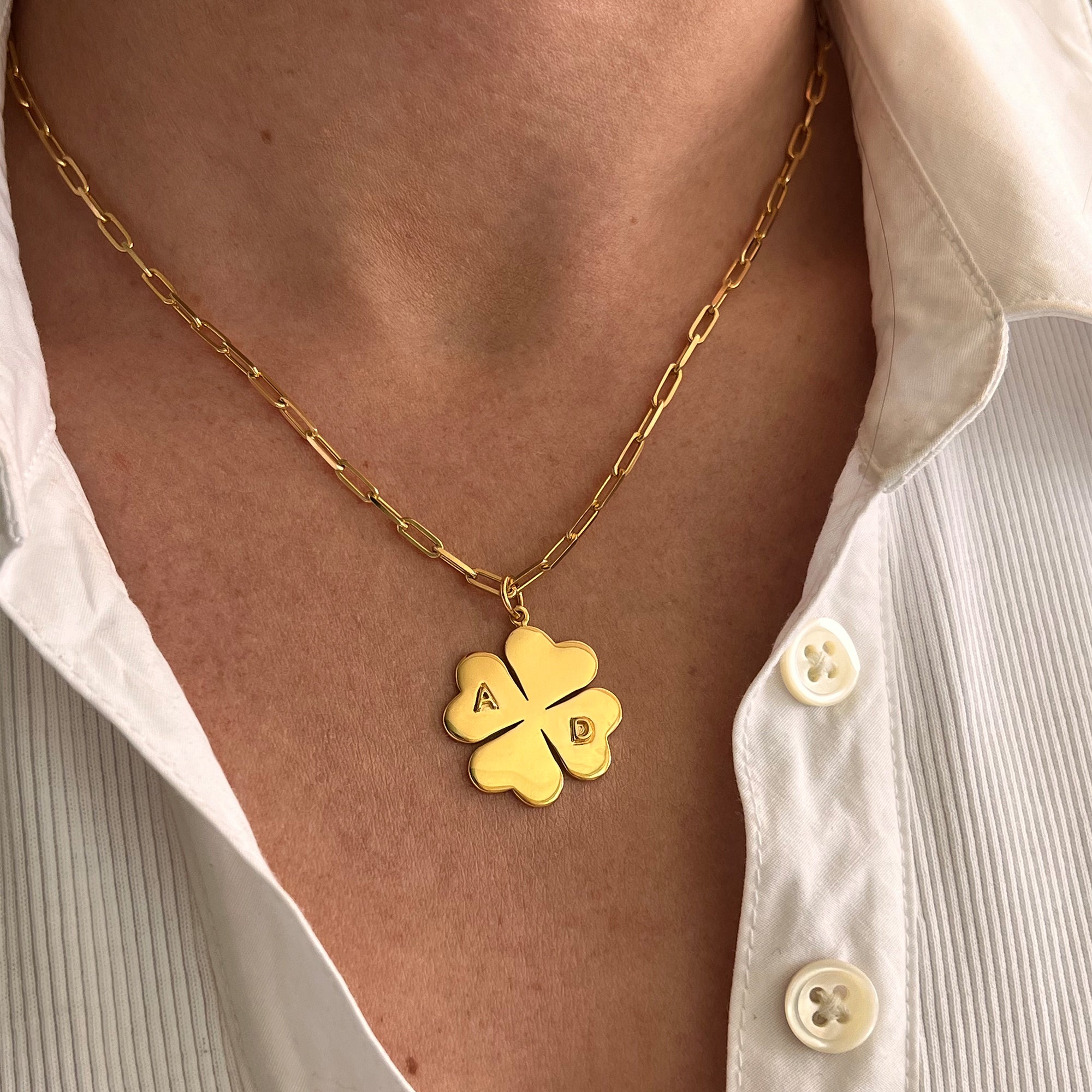 Collar Trébol Con Iniciales