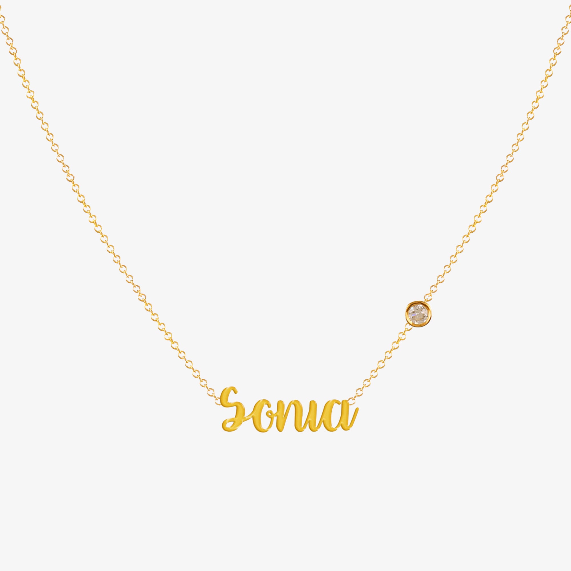 Collar De Nombre Con Piedra