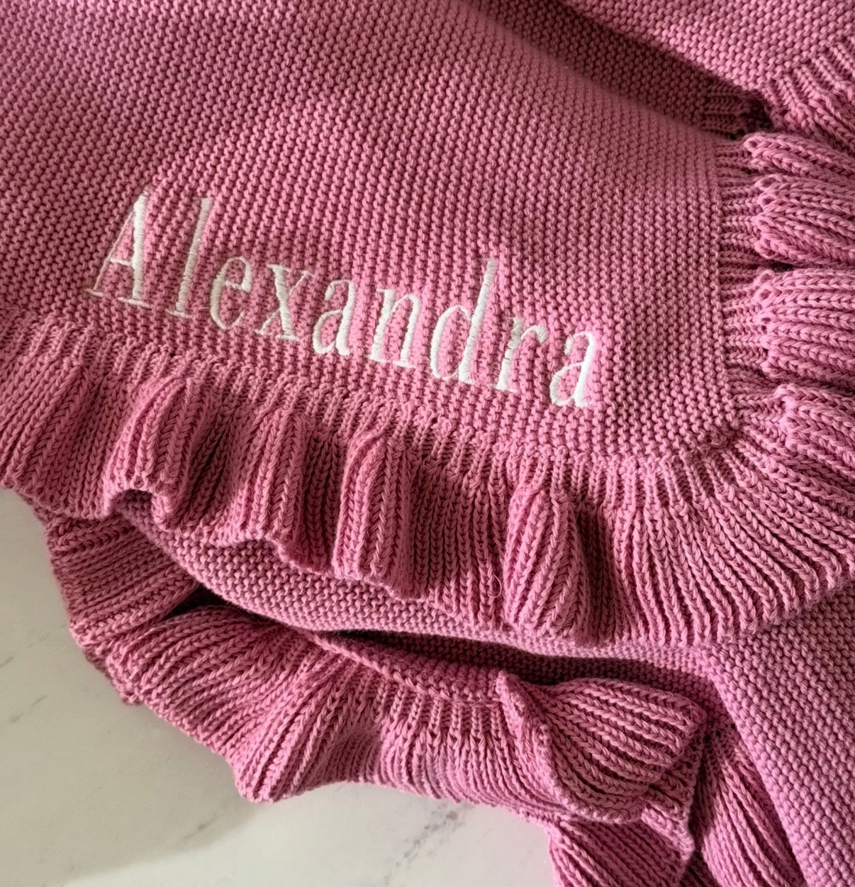 Cobija Tejida Con Olanes Rosa