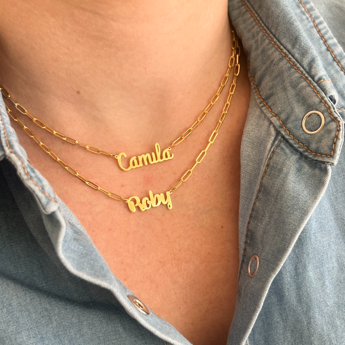 Collar De Nombre Con Cadena Clip