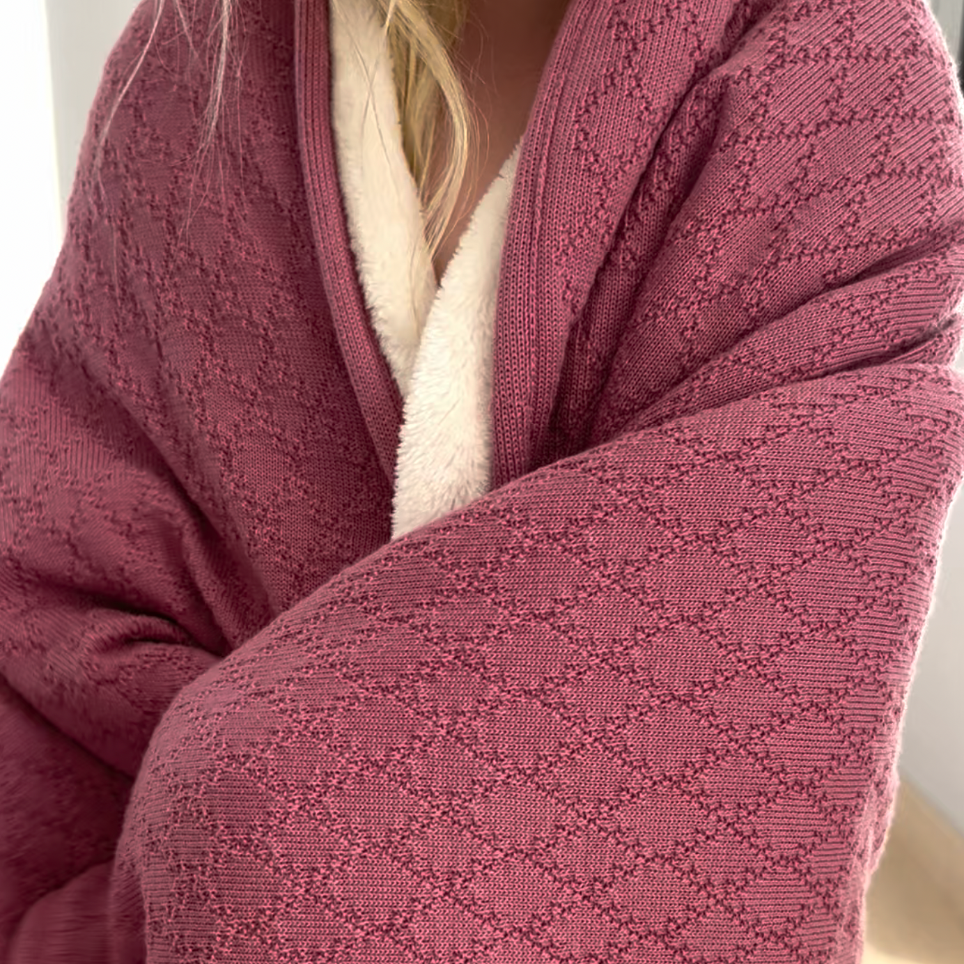 Cobija De Rombos Rosa Con Interior Caliente