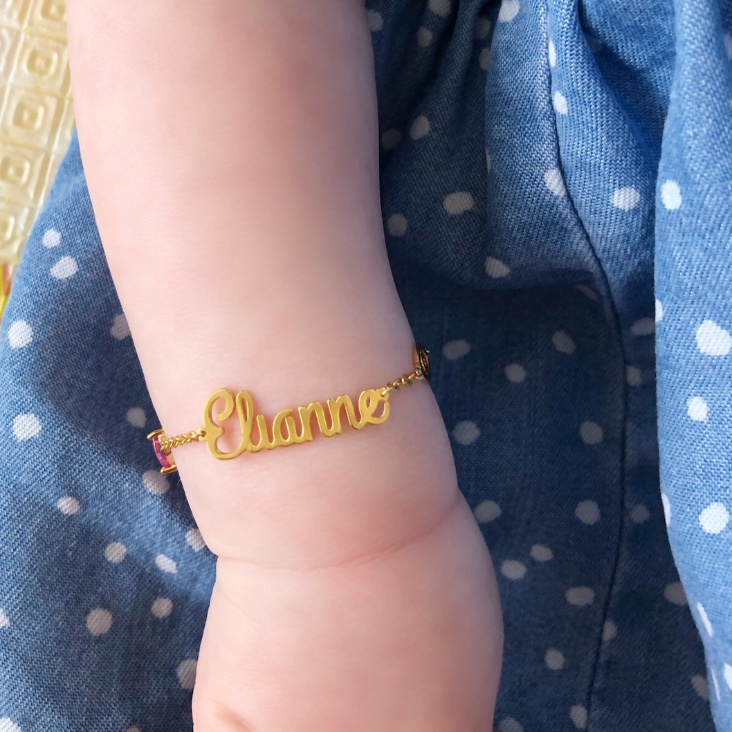 Pulsera De Nombre Con Figura Para Bebe