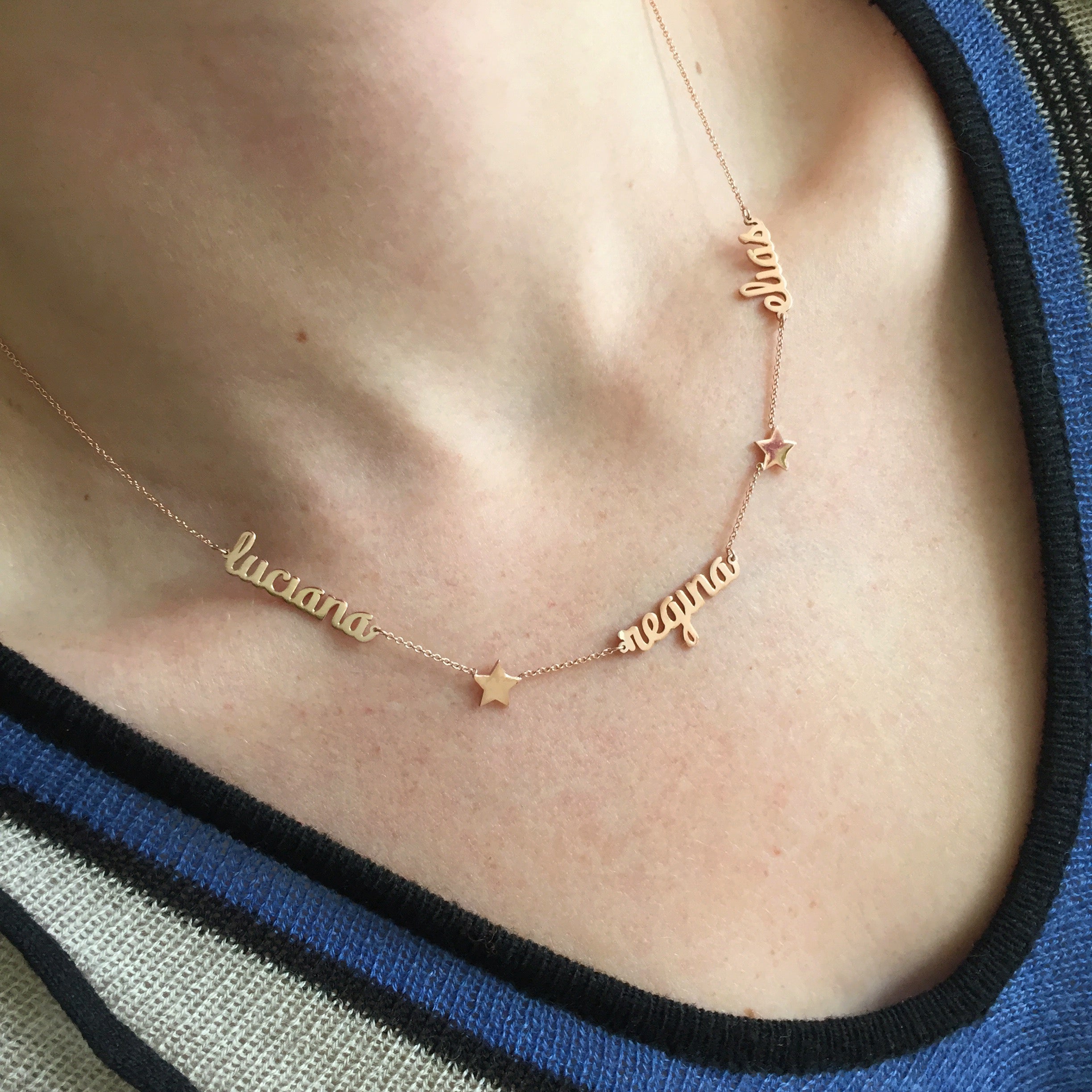 collar de varios nombres en oro rosa 14k, regalo para mama, regalo para abuela, regalo para mujer, regalo para dia de madres