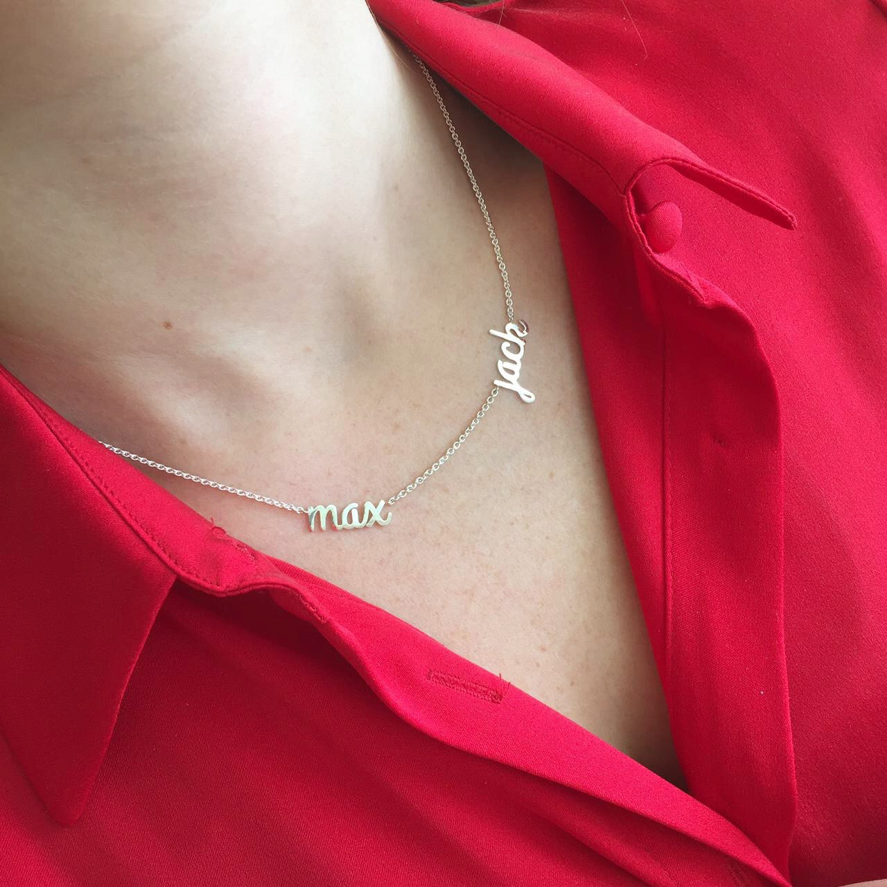 collar con 2 nombres en plata