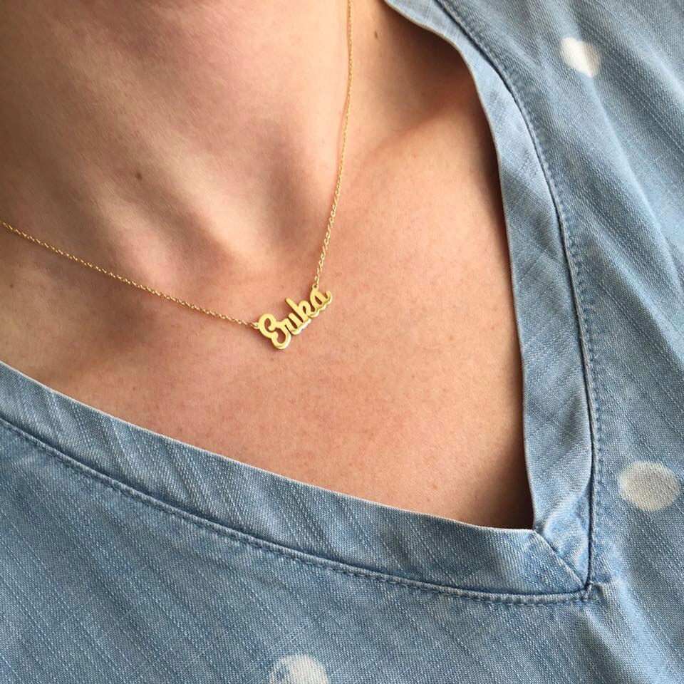 Collar De Nombre En Oro 14k, regalo para niña, collar para niña