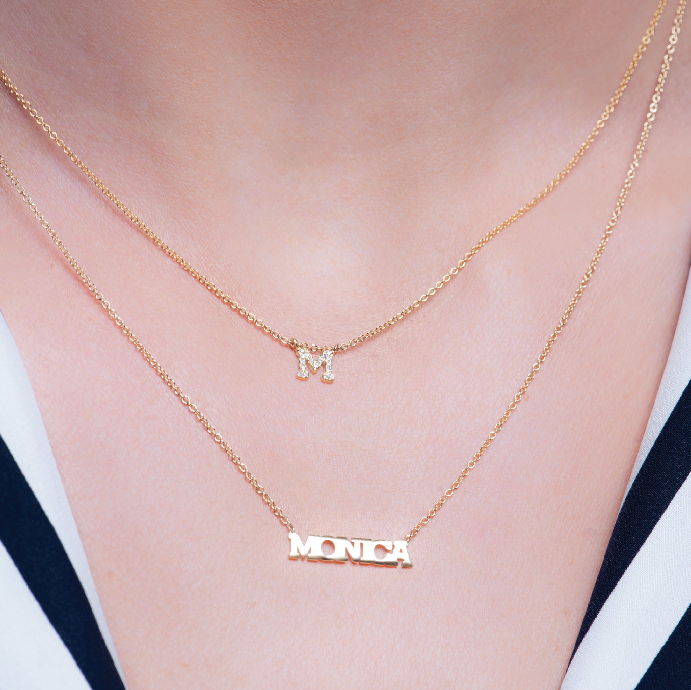 collar de nombre para mujer hecho en oro 14k