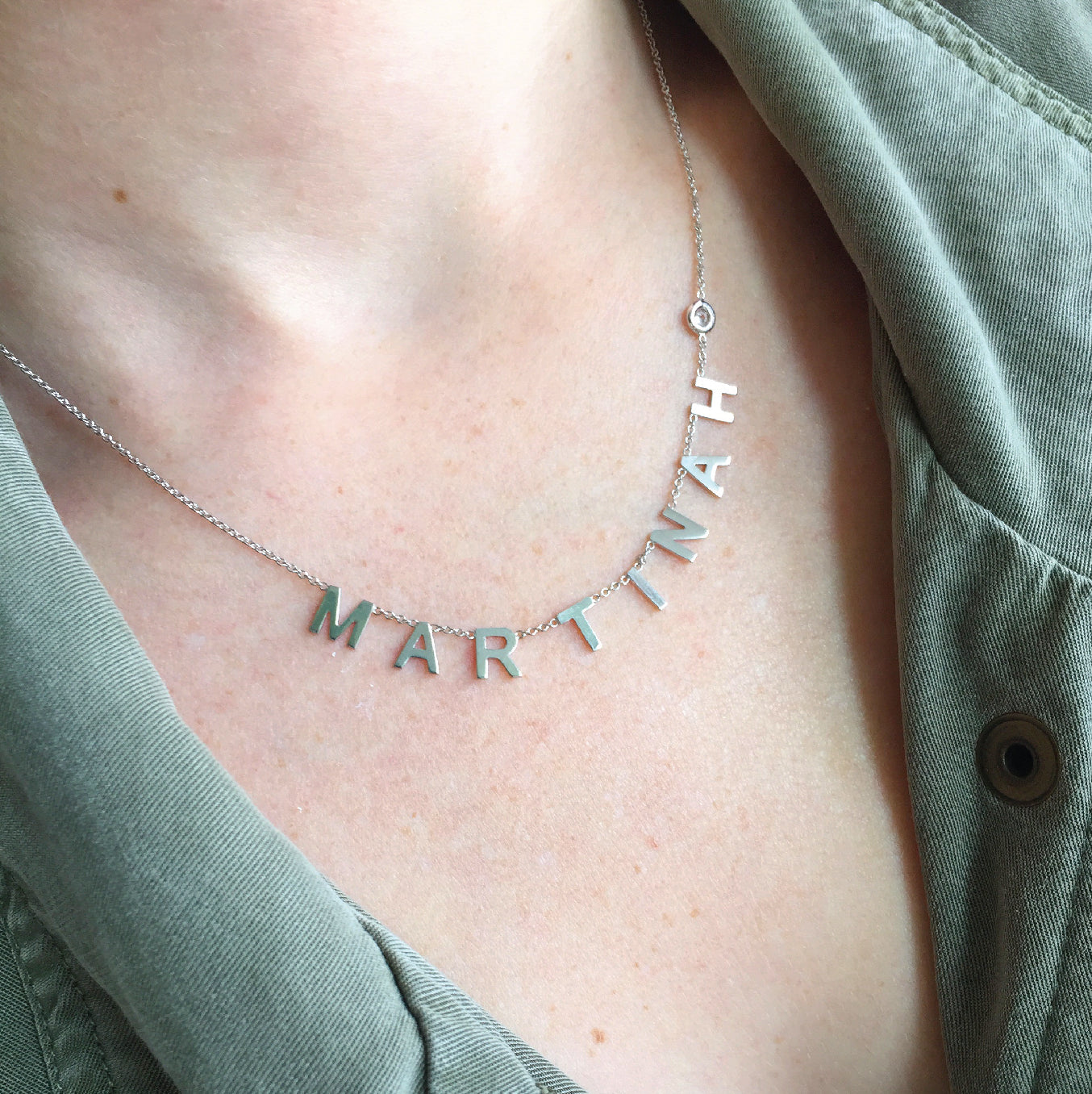 collar de nombre en plata .925