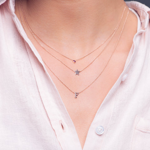 collar de estrella y collar de inicial en oro 14k regalos para mujer personalizados