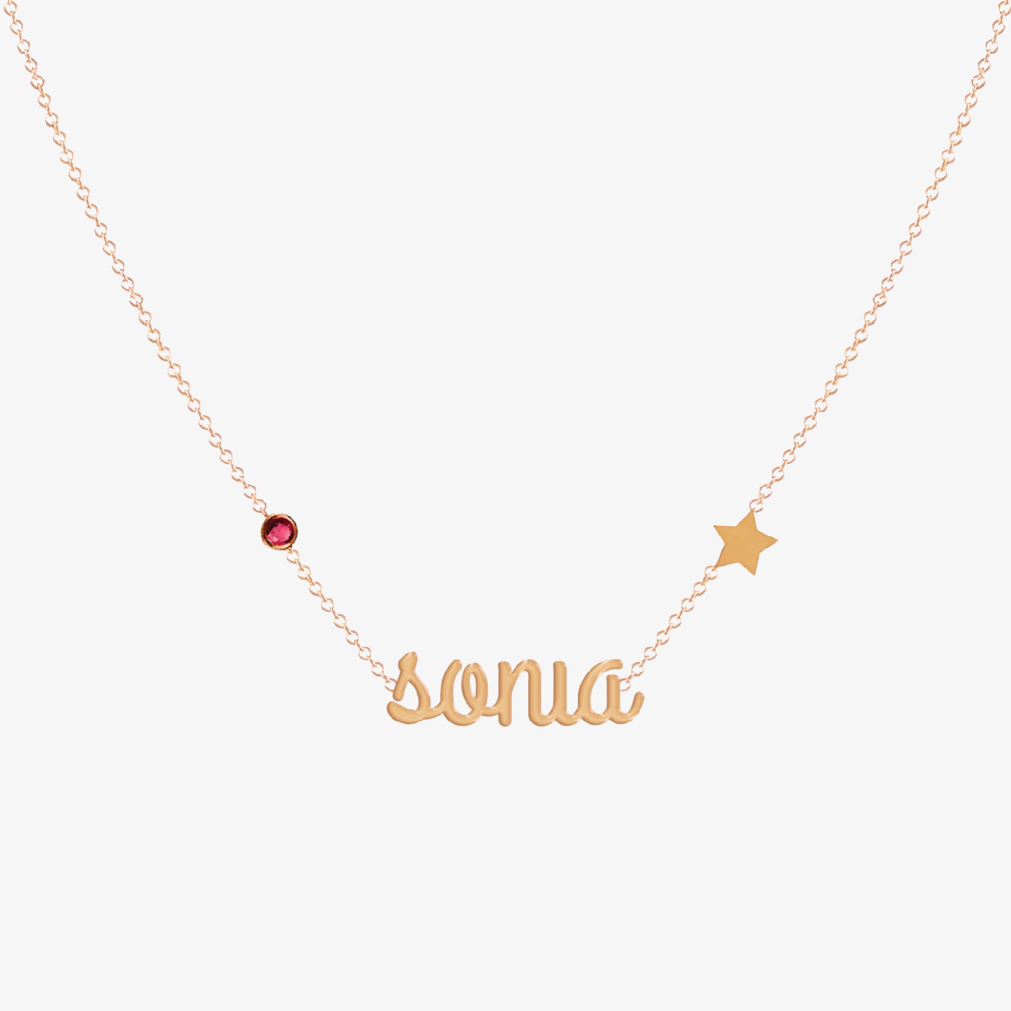 Collar De Nombre Con Piedra Y Figura