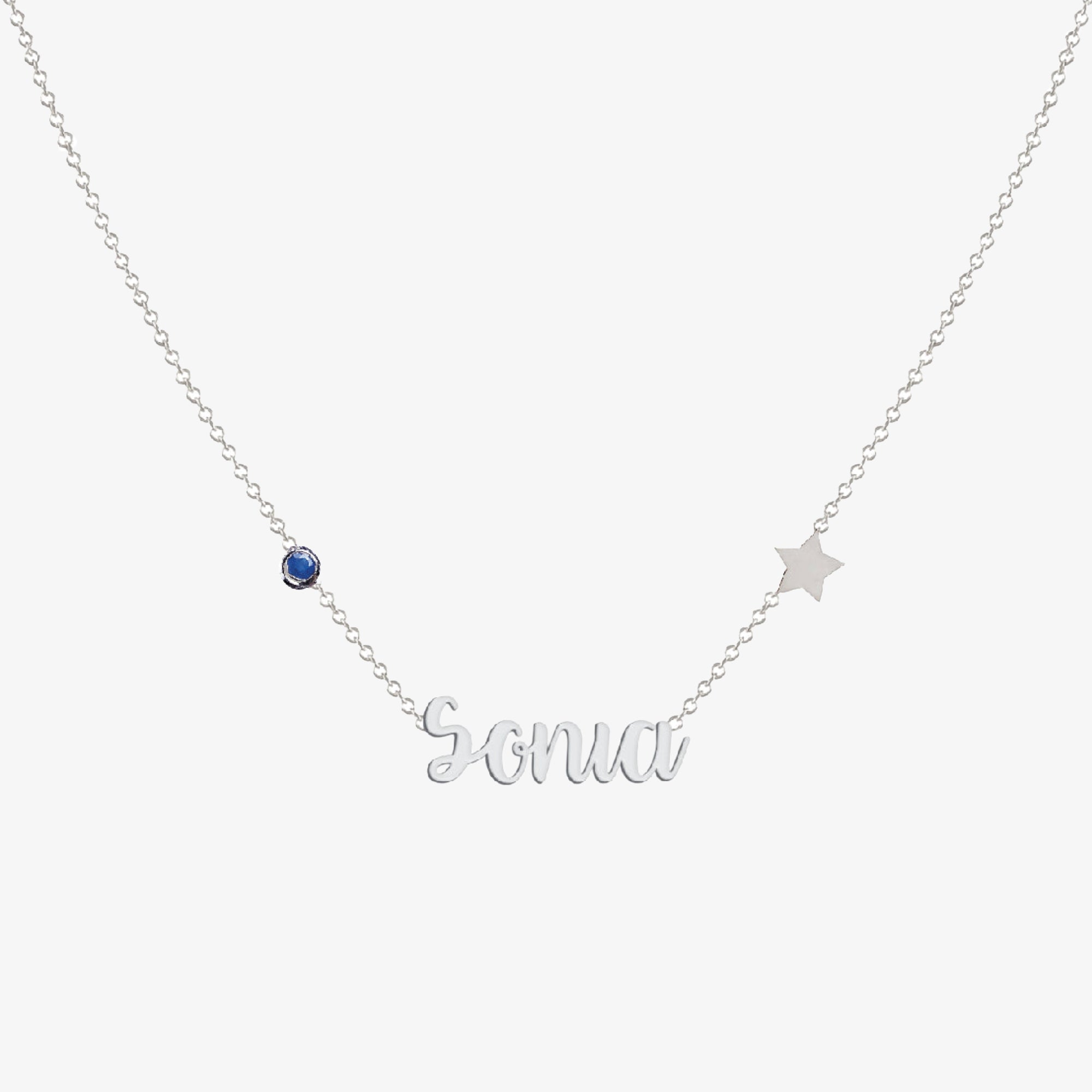 Collar De Nombre Con Piedra Y Figura