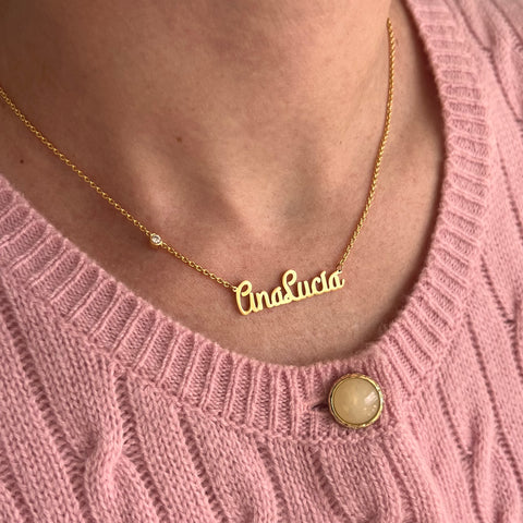 Collar De Nombre Con Piedra