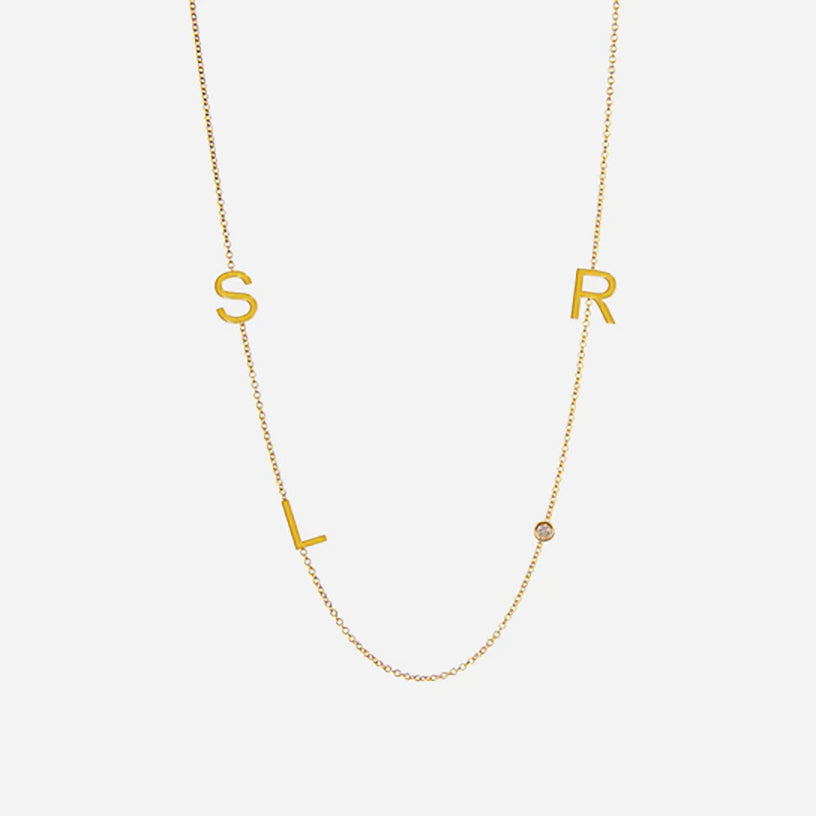 Collar Dido 3 Letras Con Piedra