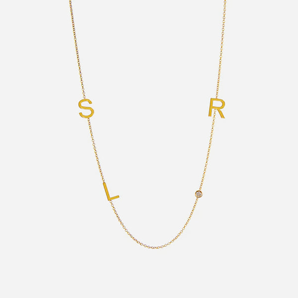 Collar Dido 3 Letras Con Piedra