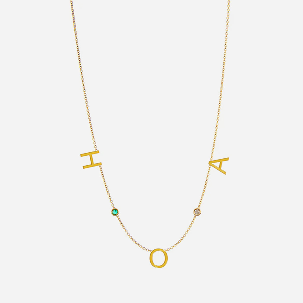 Collar Lola de 3 Letras Con 2 Piedras