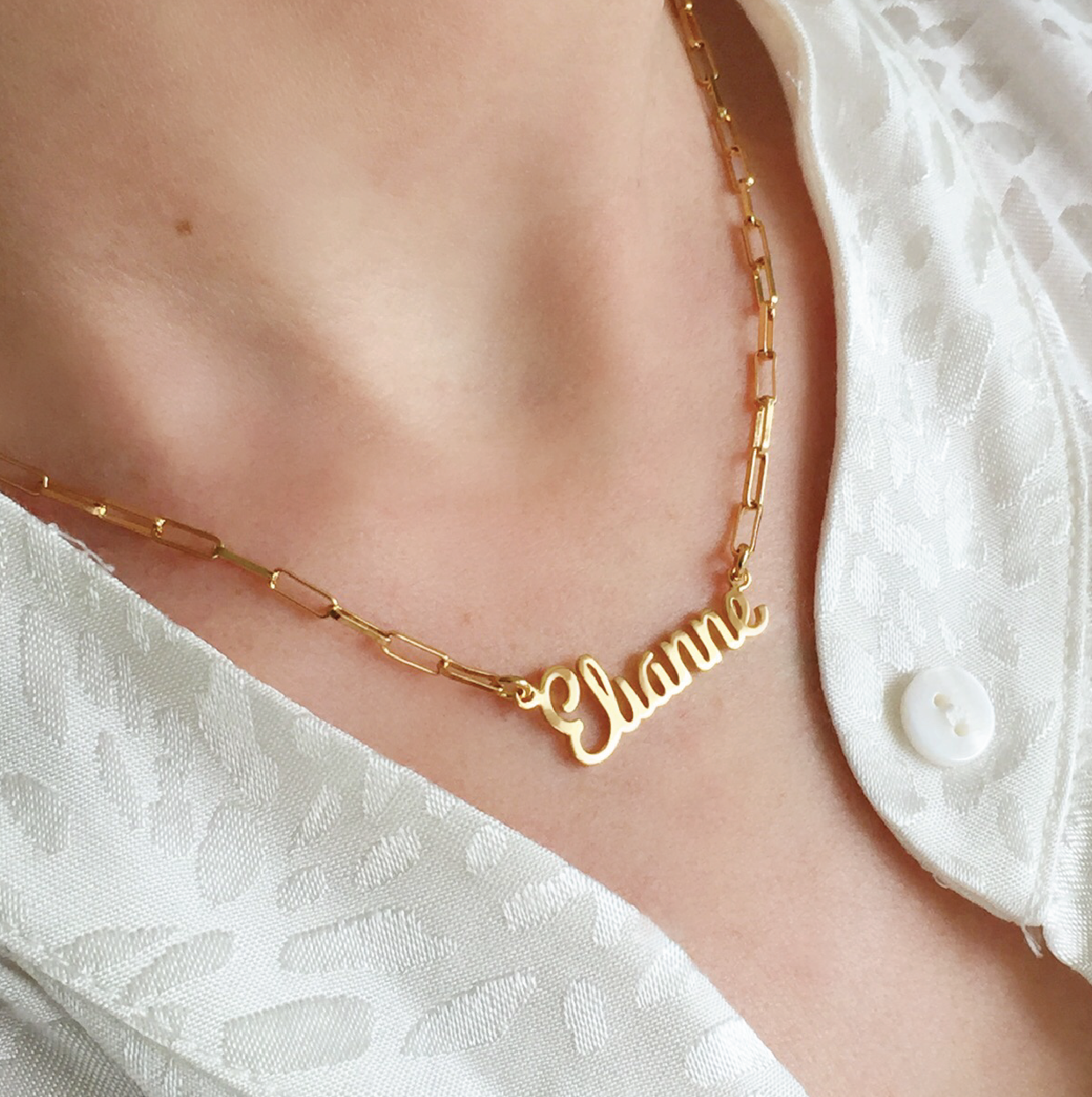 Collar De Nombre Con Cadena Clip