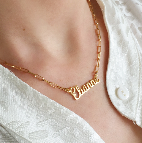 Collar De Nombre Con Cadena Clip