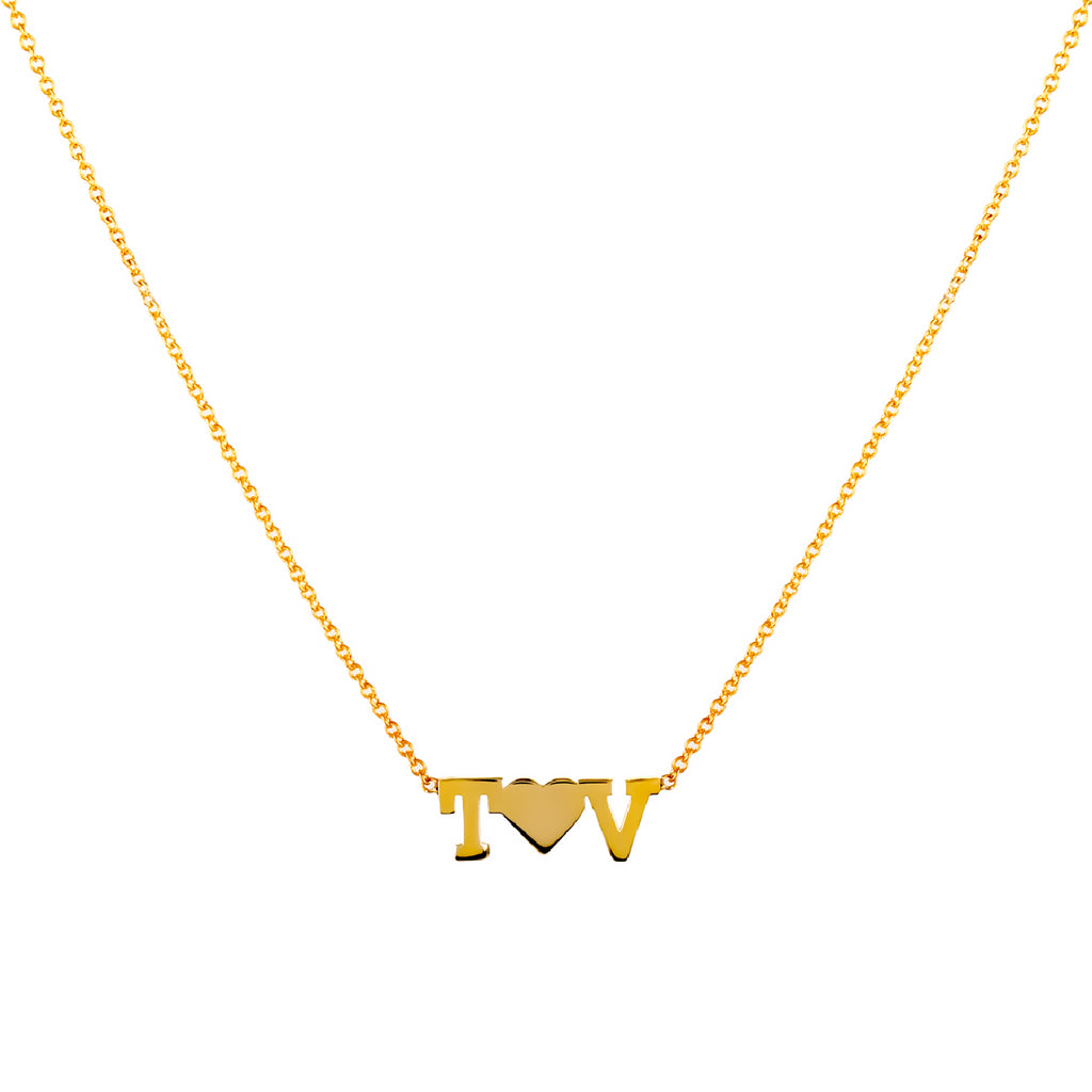 collar de iniciales con corazon hecho en oro 14k y en plata .925, regalo para mama, regalo para mujer, regalo para novia, dia del amor y la amistad
