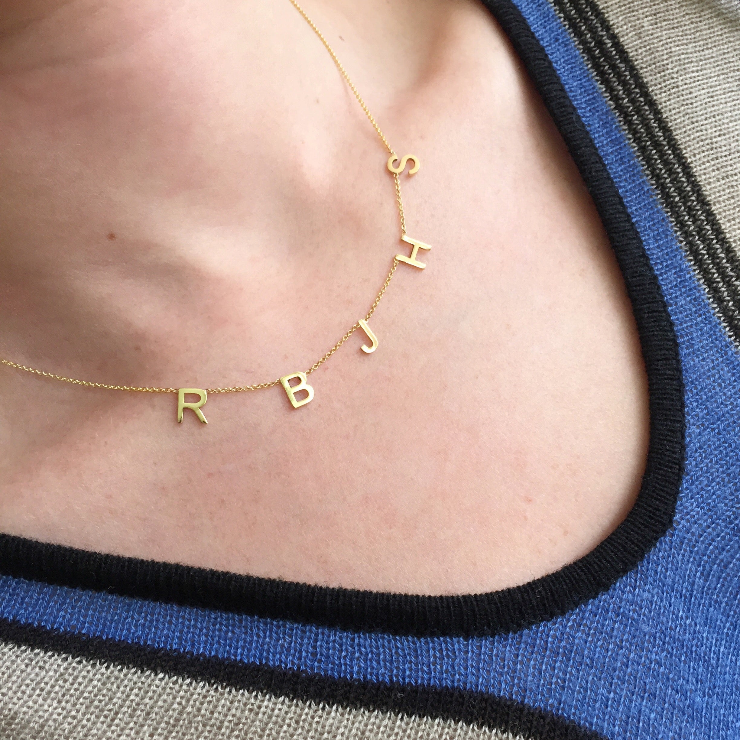 collar de letras en plata .925 y oro 14k, regalo para mama, mujer, navidad